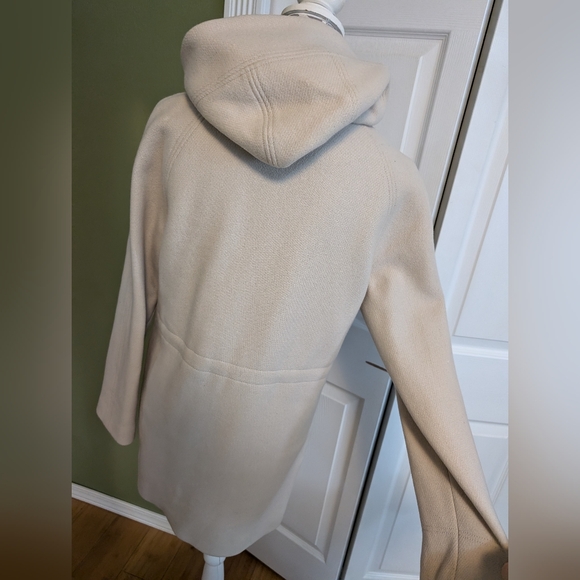 J.Crew Stadium Cloth Italian Wool cream hooded Coat Women's 10 by Nello Gori - Picture 3 of 13